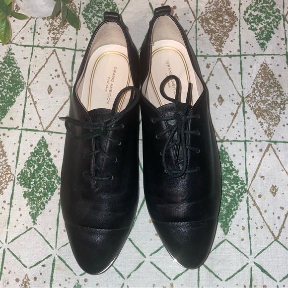 Cole Haan loafers flats sneakers Comfort Shoes Lace up black leather size 9.5 - Picture 2 of 10